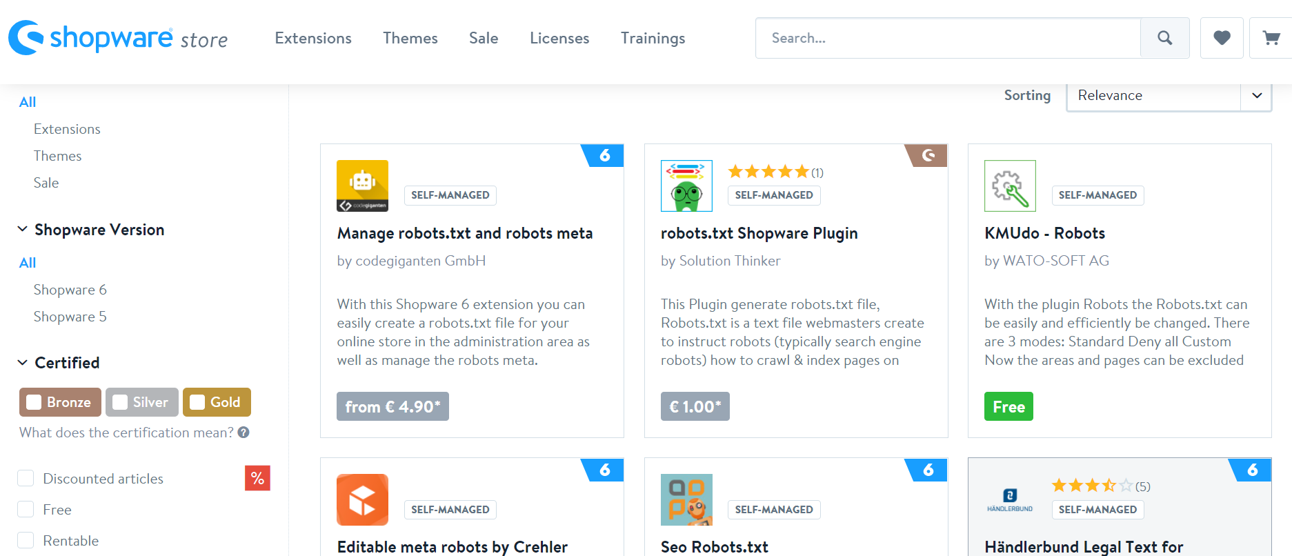 SEO Shopware robots