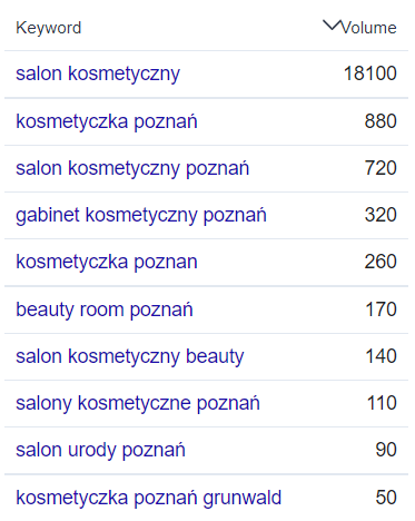 pozycjonowanie salonu kosmetycznego