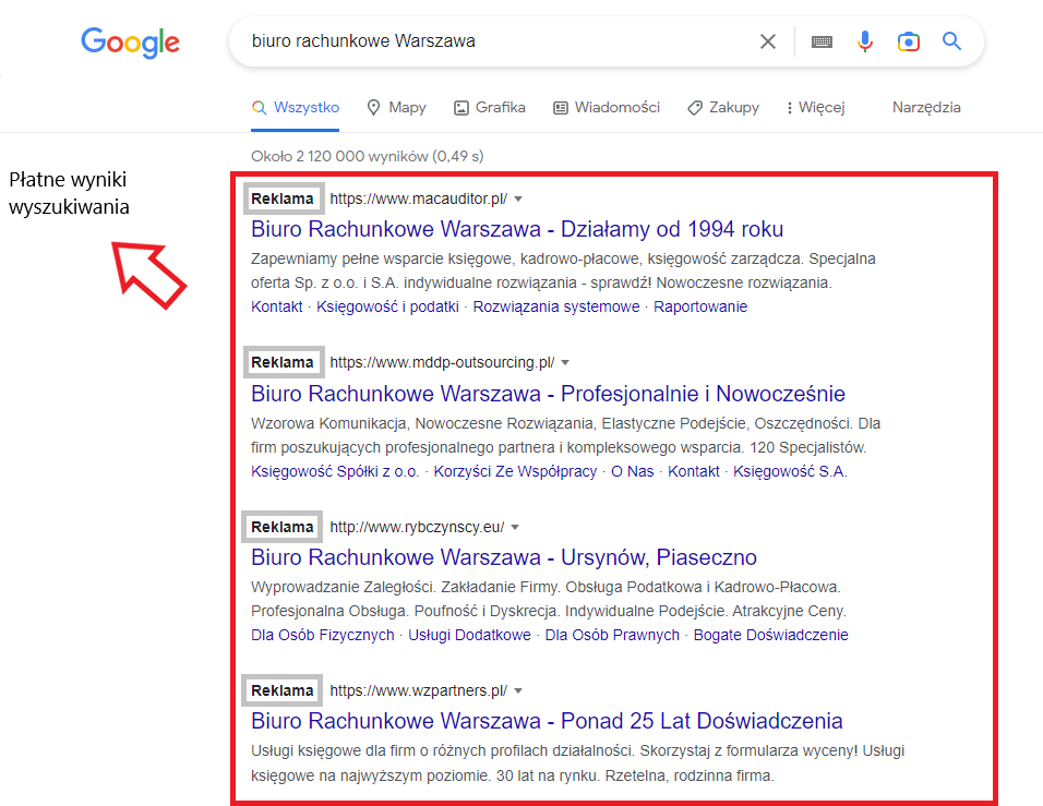 Reklama biura rachunkowego w Internecie