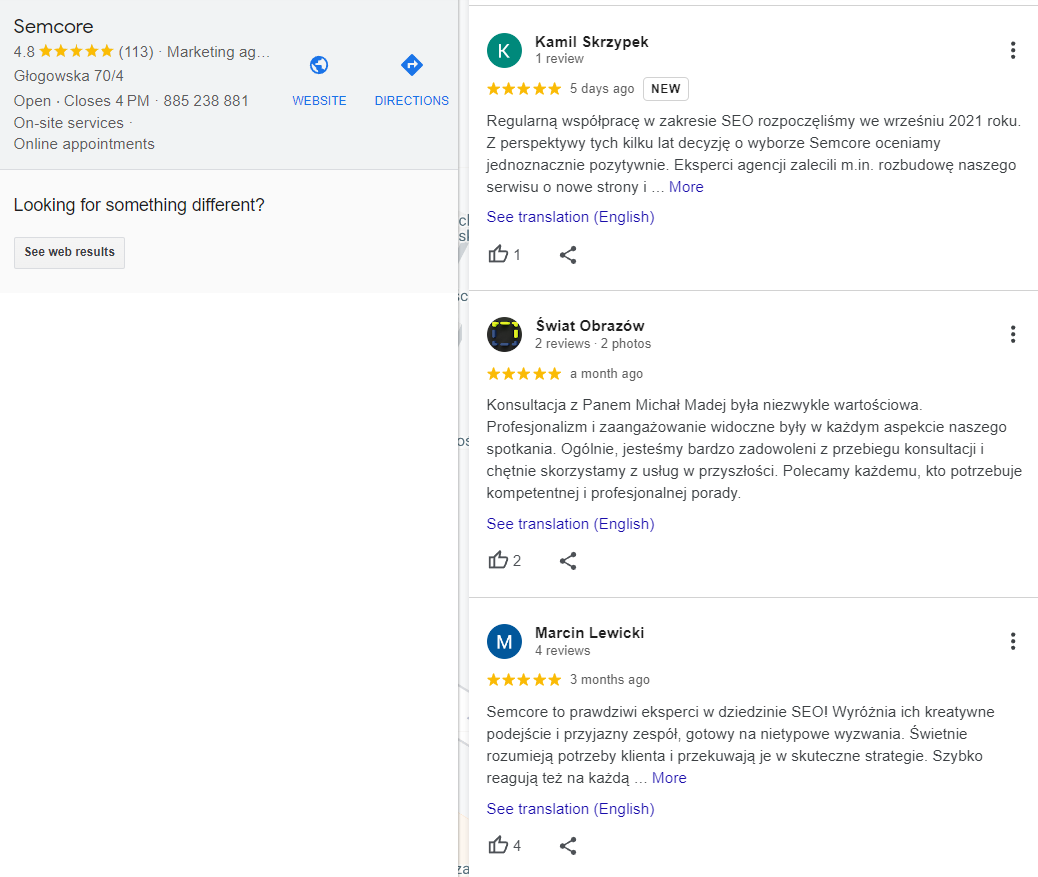 opinie klientów o Semcore