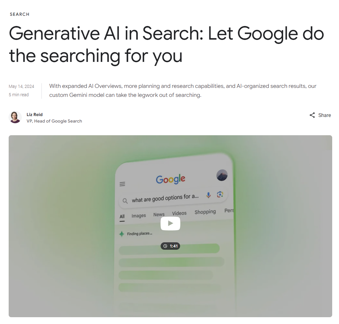 Brak zaufania do Google, 60-minutowe wideo na TikToku i rozwój SGE