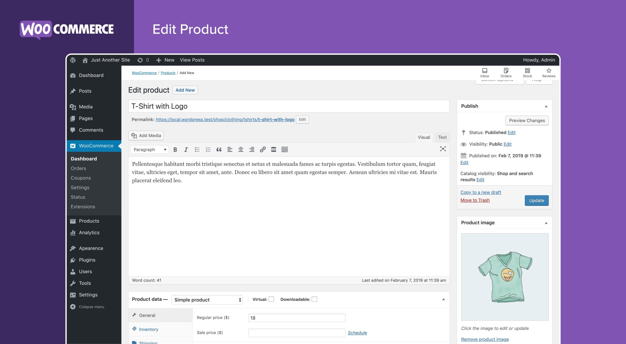 edycja produktu w woocommerce