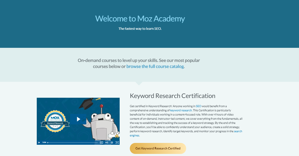 szkolenie o pozycjonowaniu stron moz akademy