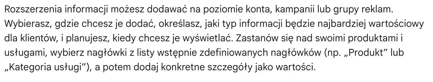 Rozszerzenie objaśnień