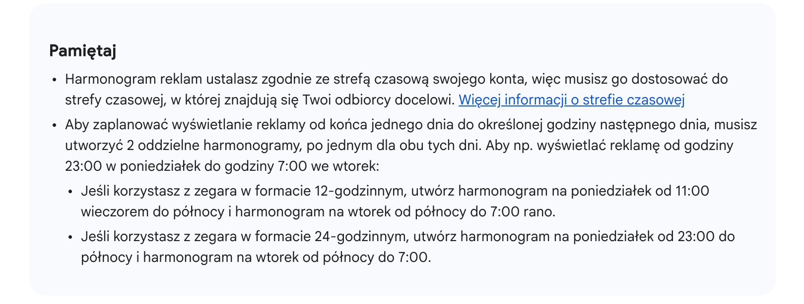 Harmonogram reklam w Google Ads