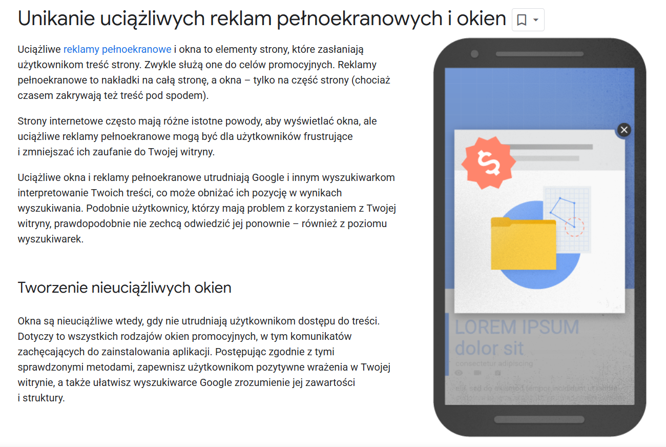 Informacje o uciążliwych reklamach pełnoekranowych i w jaki sposób tworzyć nieuciążliwe reklamy