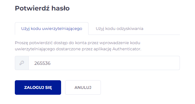 Uwierzytelnienie dwuskładnikowe strony internetowej